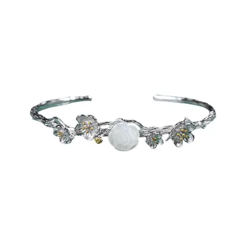 Jade Ink Love Bangles White Jade Women's