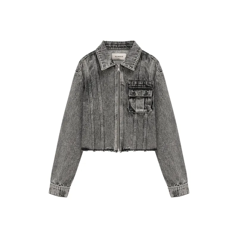 NO ONE ELSE Denim Jackets Women's Black Gray-0