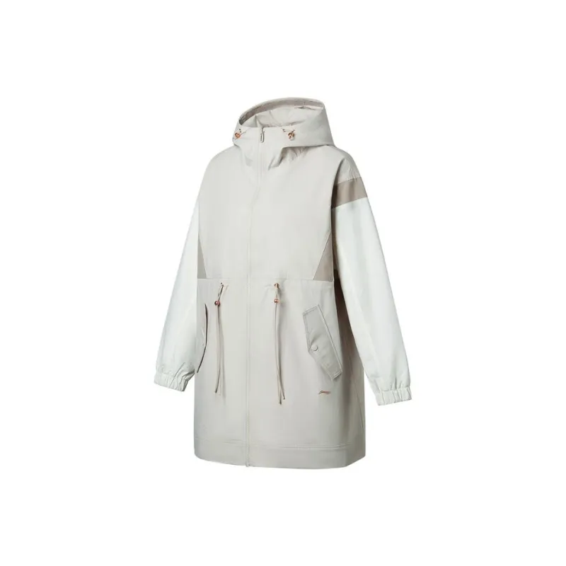 LiNing Fitness Series Trench Coat Women's Moonlight Gray Ivory-0