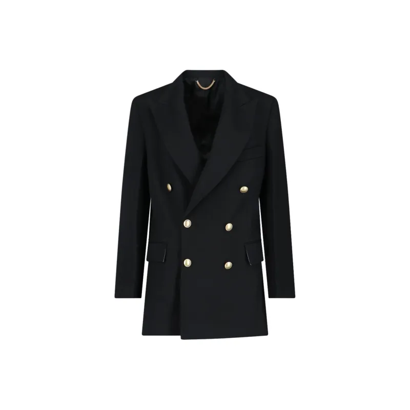 Victoria Beckham Double Breasted Straight Hem Blazer-0