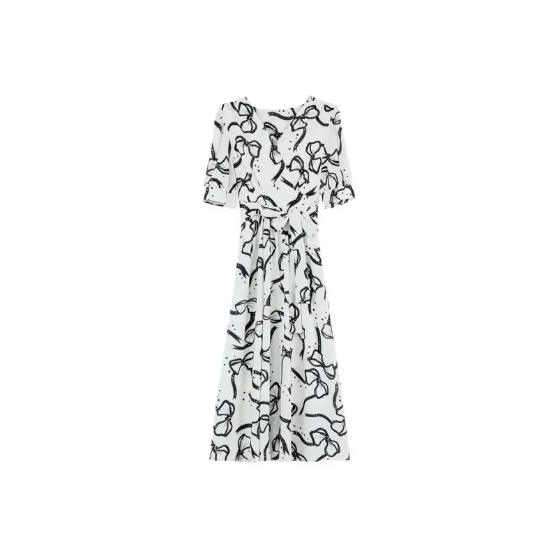 KUNZHUDAXIANG Short Sleeved Dress Women's Apricot Single Item-0