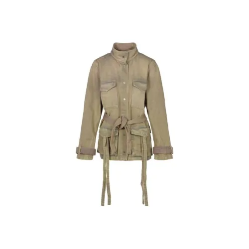 OFF WHITE Dyed Denim Cargo Field Jacket Brown