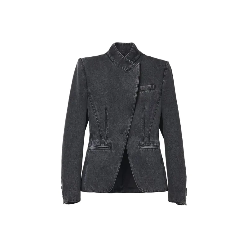 Alexander McQueen Twisted Spliced Denim Jacket-0