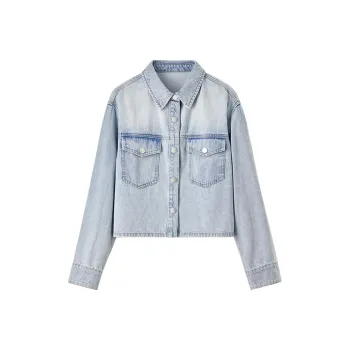 SENTUBILA Denim Jackets Women's Cool Aqua Blue
