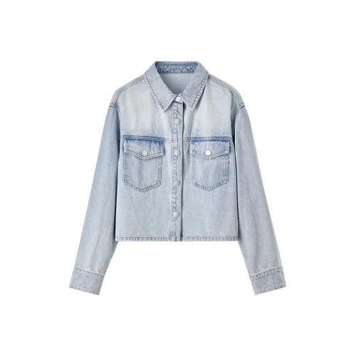 SENTUBILA Denim Jackets Women's Cool Aqua Blue