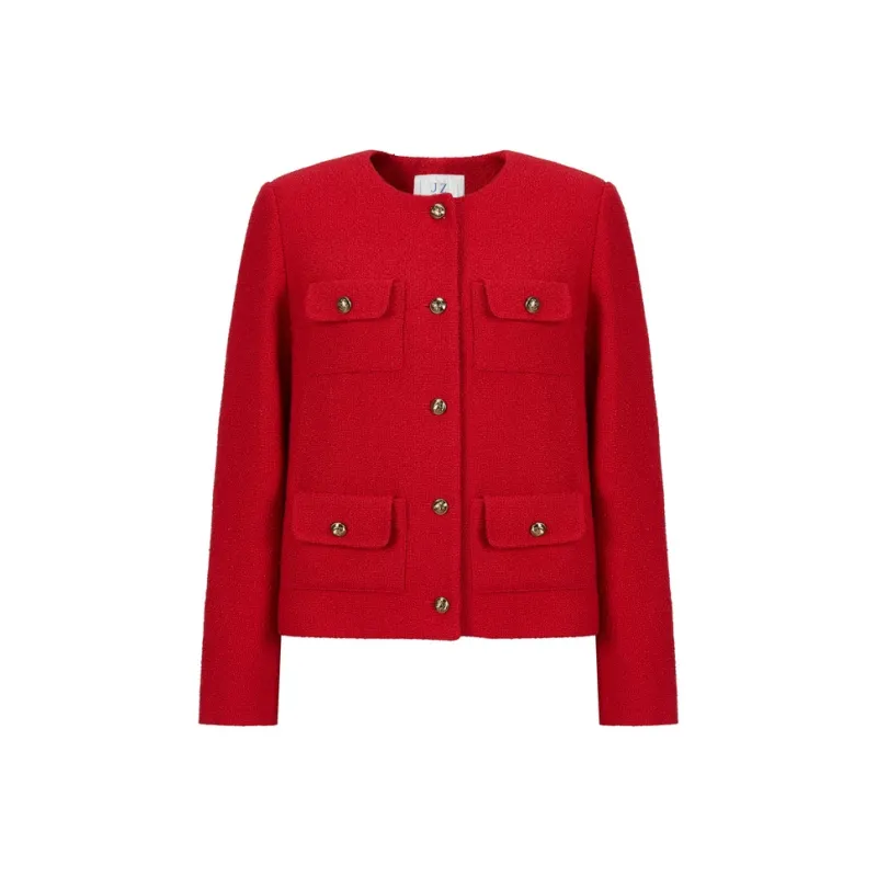 JZ. ANNAKRO Cropped Coats Women's Red-0