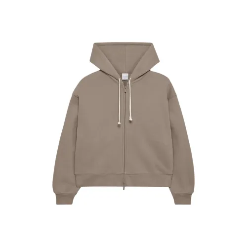 ARITZIA Cozy Sweatfleece Boyfriend Contrast Zip-Up Sweatshirt Women's Turner Taupe/Taupe Gray-Brown
