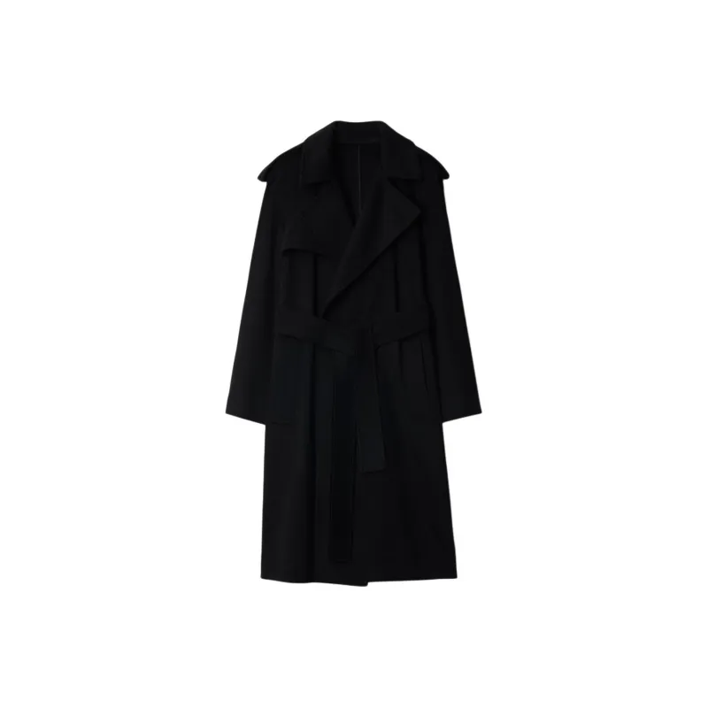 Burberry Cashmere Wrap Coat Coats Women's Black-0
