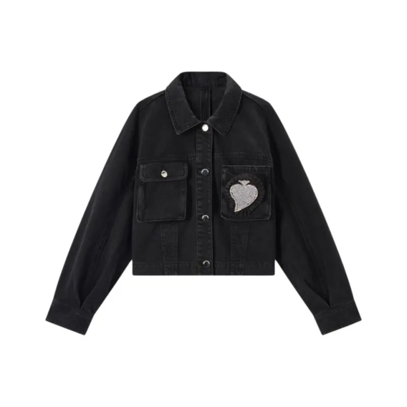 EICHITOO Denim Jacket Women's Black-0