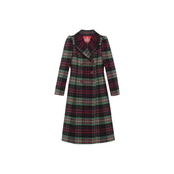 Vivienne Westwood Colorful Plaid Dress Coat Coats Women's Khaki