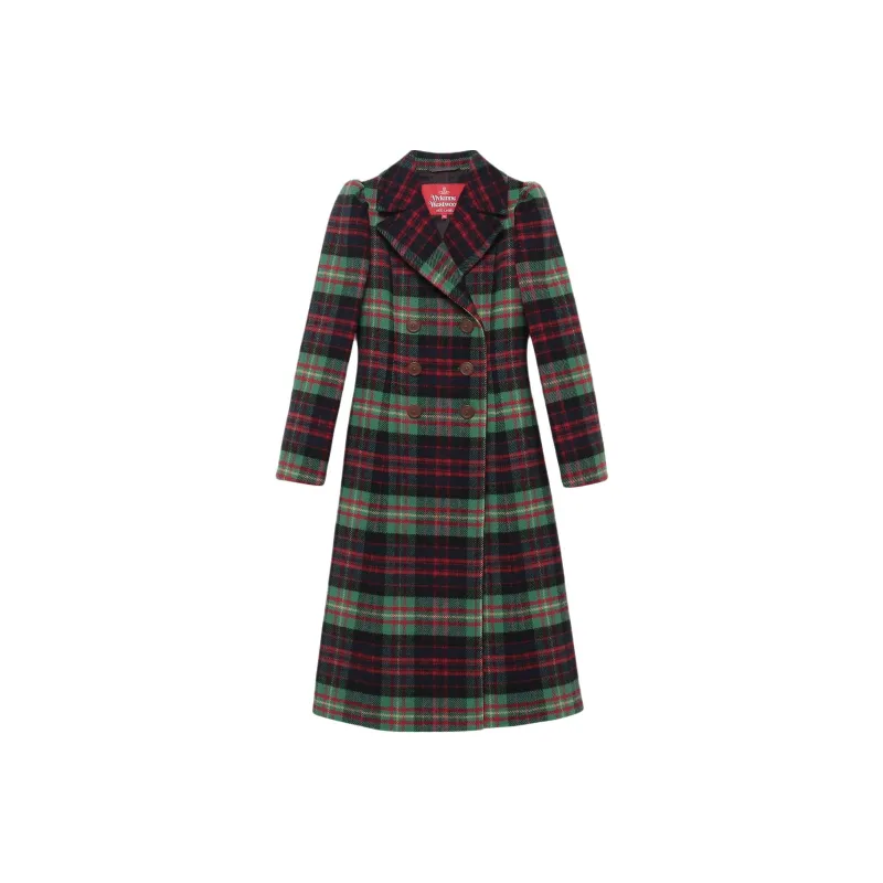 Vivienne Westwood Colorful Plaid Dress Coat Coats Women's Khaki-0