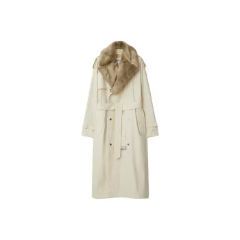 Burberry Trench Coat Women's Plain White Fabric