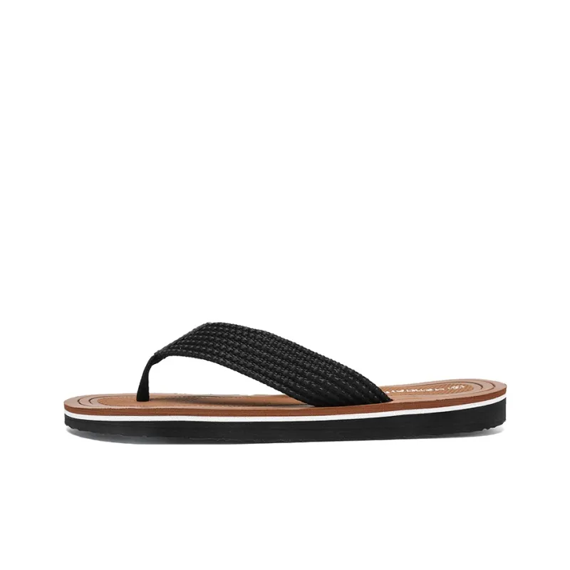 NANJIREN Woven Quiet Odor Resistant Abrasion Resistant Slip Resistant Antibacterial Flip Flops Men's-0