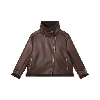 TORIGHT Leather Jacket Women's Coffee