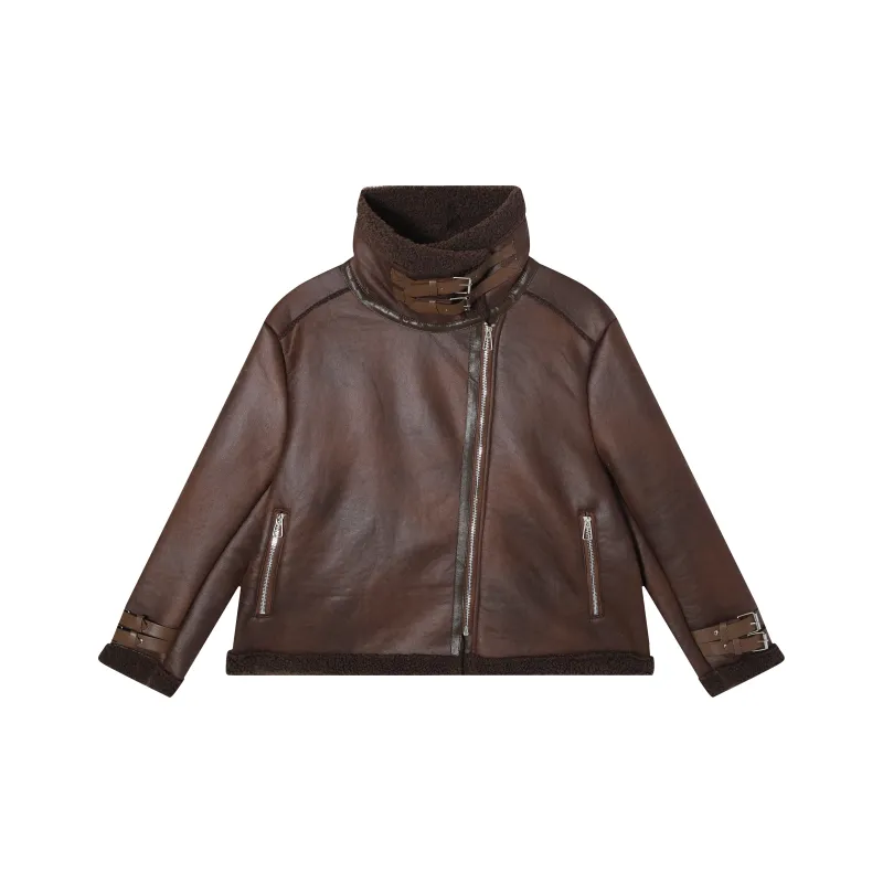 TORIGHT Leather Jacket Women's Coffee-0