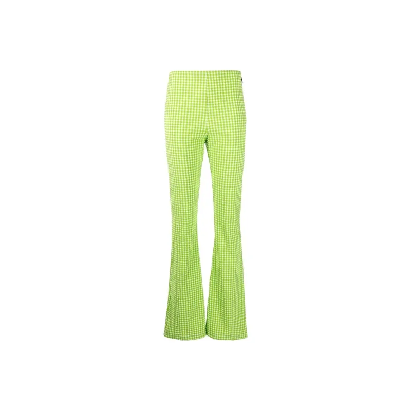 MSGM High Waisted Checked Flared Pants-0