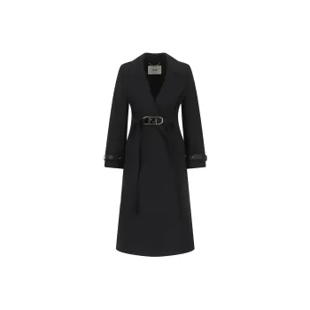 FENDI Trench Coats Women's Black