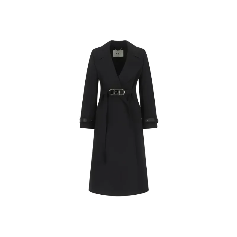 FENDI Trench Coats Women's Black-0