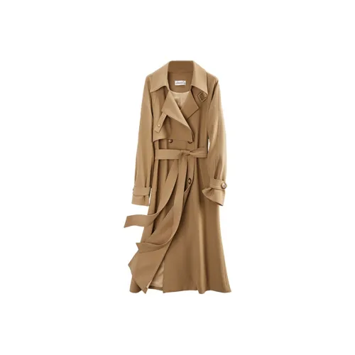 A paradise for awakening Trench Coats Women's Coffee