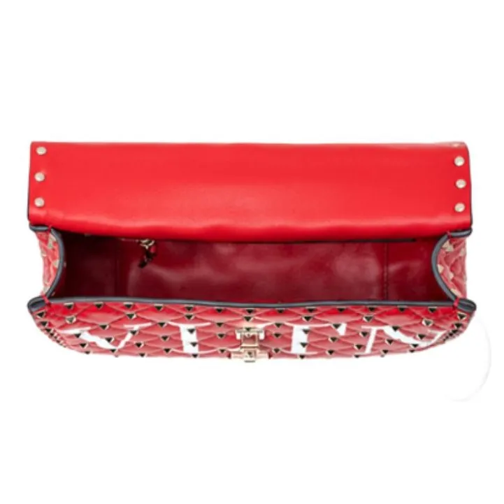 Valentino Cow Leather One Shoulder Handbag Women's Red-3