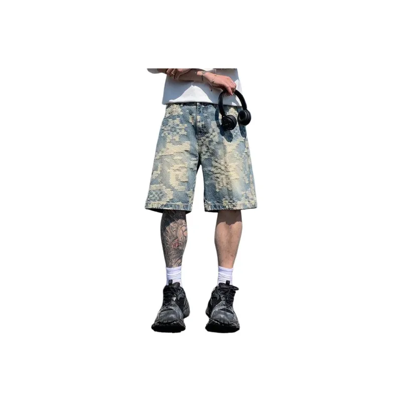 BENGEN Denim Shorts Unisex Blue-0