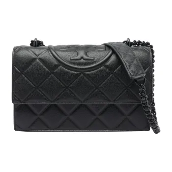 TORY BURCH Fleming Leather Shoulder Bag Small Size Women's Black