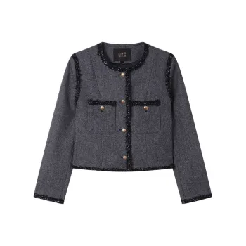 LOUISY AO Cropped Coats Women's Navy Blue