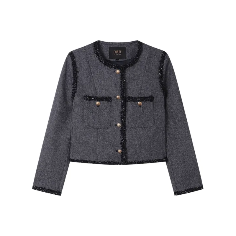 LOUISY AO Cropped Coats Women's Navy Blue-0