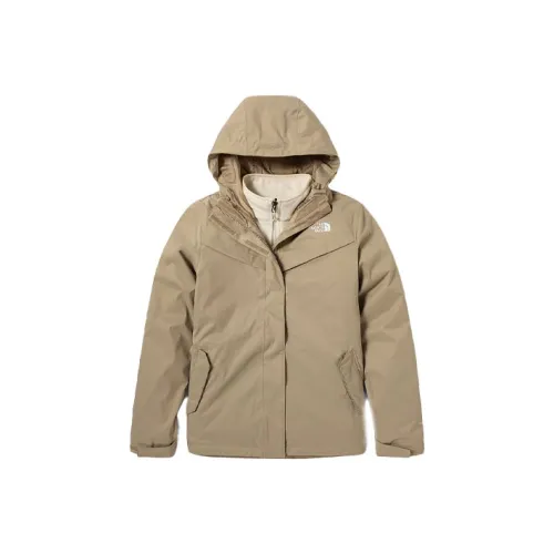 THE NORTH FACE Outdoor Hiking Waterproof And Breathable Windbreaker Jacket Women's Khaki