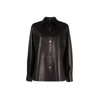 THEORY Leather Jackets Women's Black