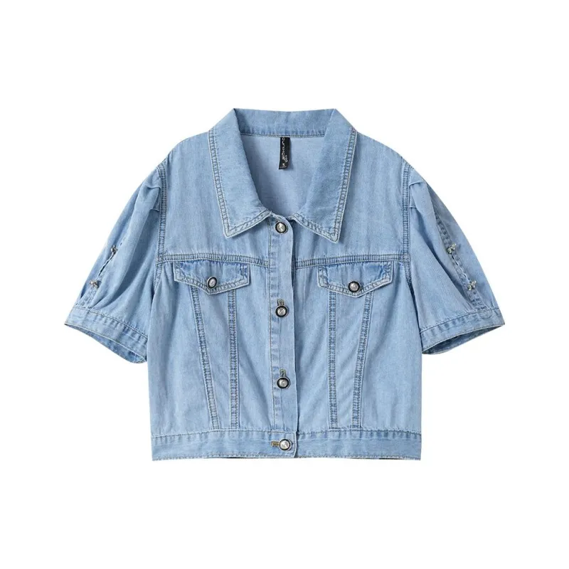 OUNIXUE Denim Jackets Women's Blue-0