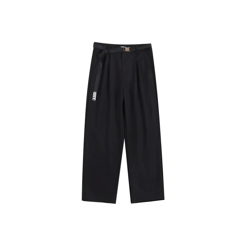 QISENYAR Wide Leg Casual Pants Unisex Black-0