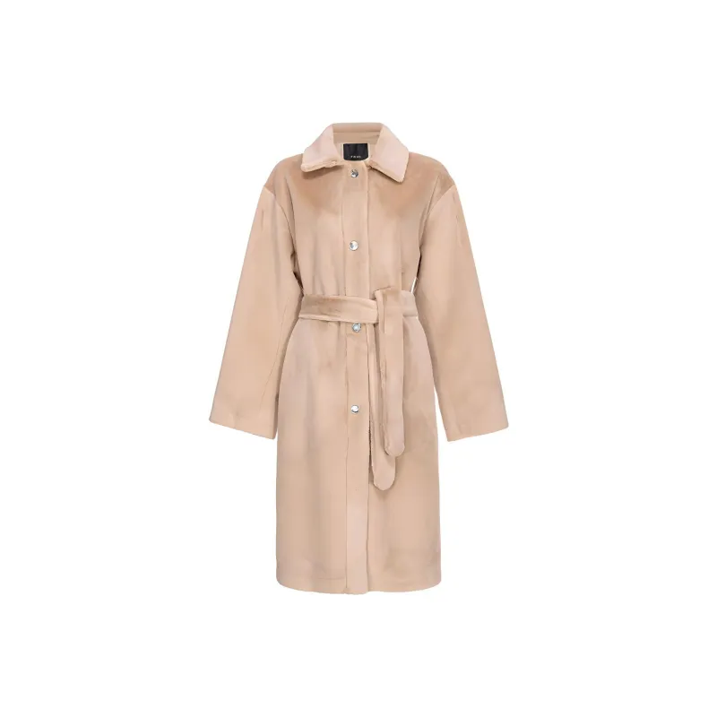 PINKO Lon Sleeved Belted Faux Fur Coat-0