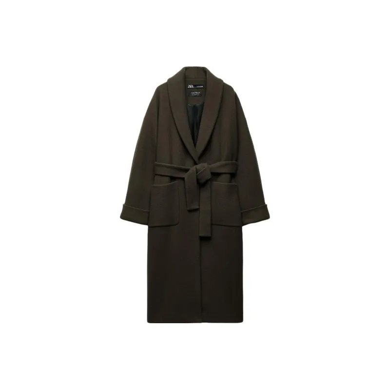 ZARA Coats Women's Khaki-0