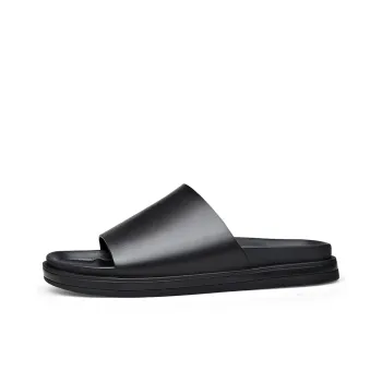 Romon Rubber Sole Slip Resistant Slide Slippers Men's Black