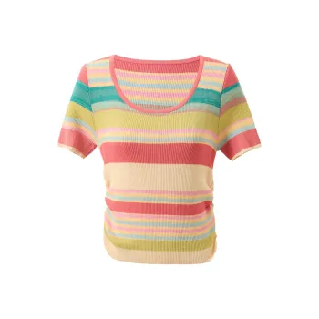 3COLOUR Knitwear Women's Orange Pink Stripes