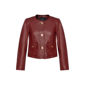 COACH SS22 Leather Jacket Women's Saddle Brown