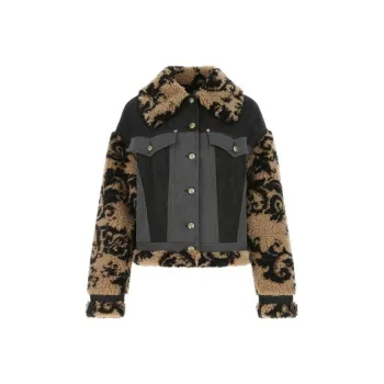 VERSACE JEANS COUTURE FW22 Velvet feel Coat Women's Gray Brown