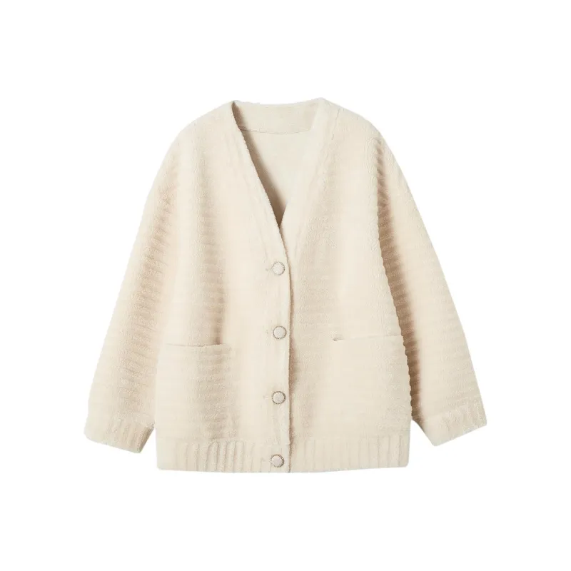 【dme】 Velvet feel Coat Women's Ecru-0