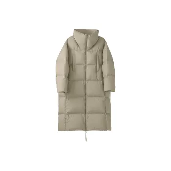 Fstudio Korean Style Stand Collar Solid Color 90 Fill Power White Duck Down Long Down Jacket Coat Women's