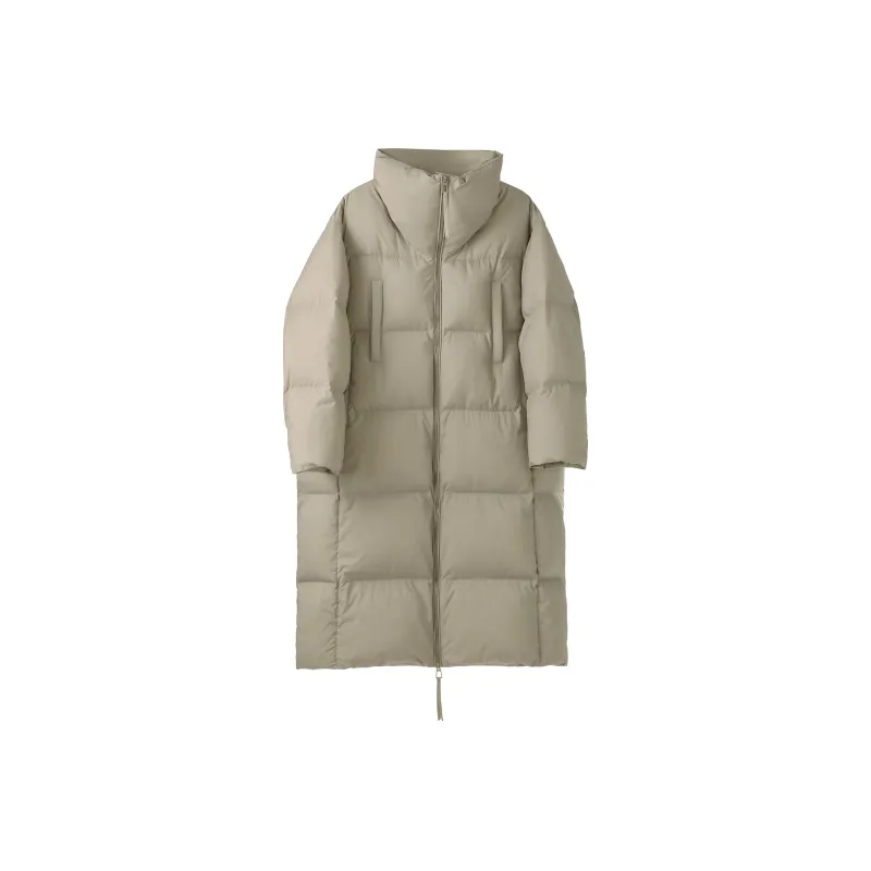 Fstudio Korean Style Stand Collar Solid Color 90 Fill Power White Duck Down Long Down Jacket Coat Women's-0