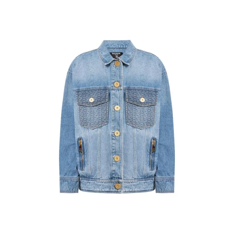 BALMAIN FW23 Denim Jacket Women's Blue-0