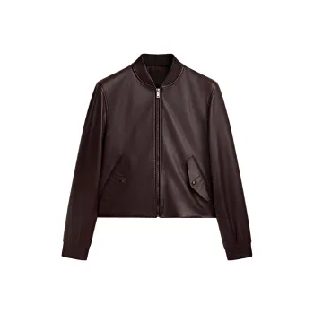 Massimo Dutti Leather Jackets Women's Brown