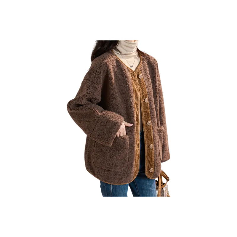 Tonlion Velvet feel Coat Women's Dark Coffee-0
