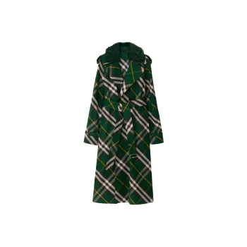 Burberry Checked Double Breasted Belted Trench Coat