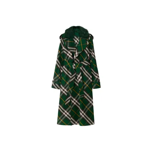 Burberry Checked Double Breasted Belted Trench Coat