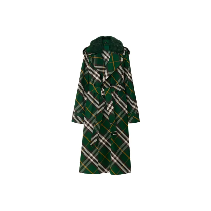 Burberry Checked Double Breasted Belted Trench Coat-0
