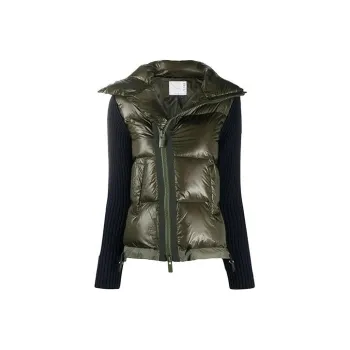 Sacai FW21 Solid Color Lapel Puffer Jacket Women's Green