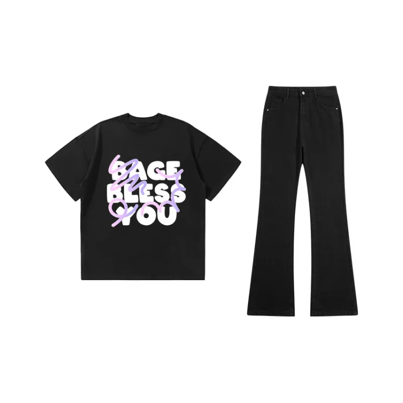 BAGE Casual Sportswear Unisex White Black Jeans-10