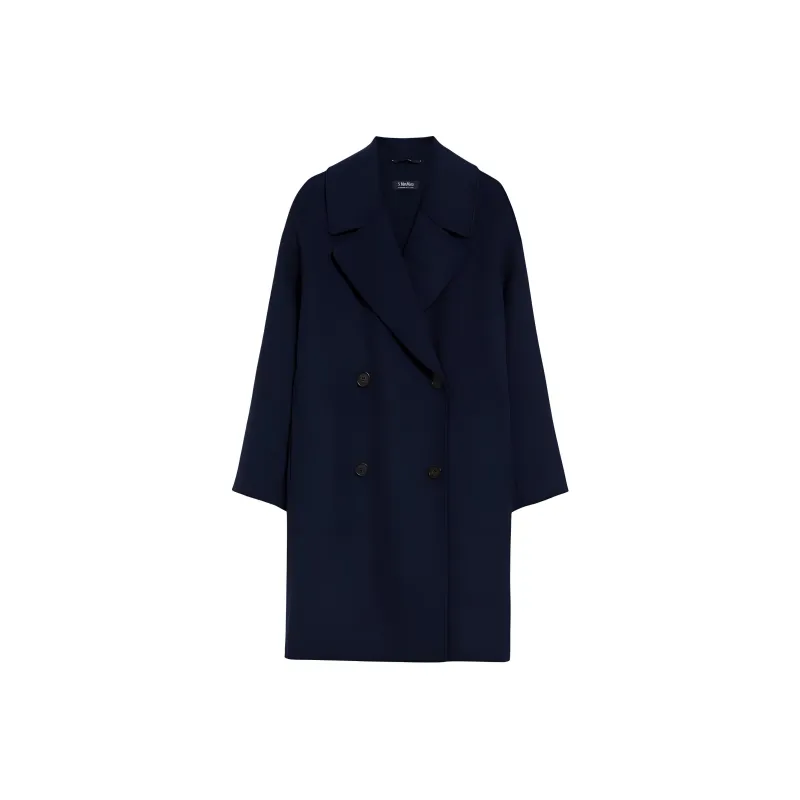 ’S MAX MARA Eleonora Collection Double-Breasted Sheepskin Coat Coats Women's Blue-0